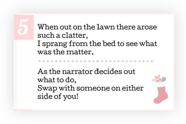 Example prompt for the Twas the Night Before Christmas gift exchange game