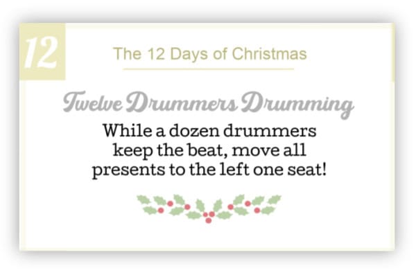 Example card for the 12 Days of Christmas gift exchange game
