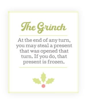 Example of the Grinch card from the Grinch gift exchange game