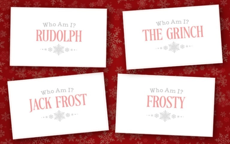 Feature image for article on the Who Am I? Christmas party game