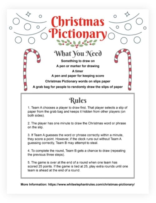 Preview image for Christmas Pictionary printable